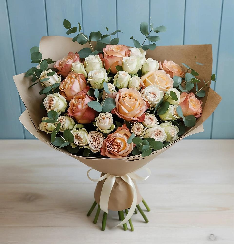 Букет цветов из: Альстромерии и Розы в Штурме