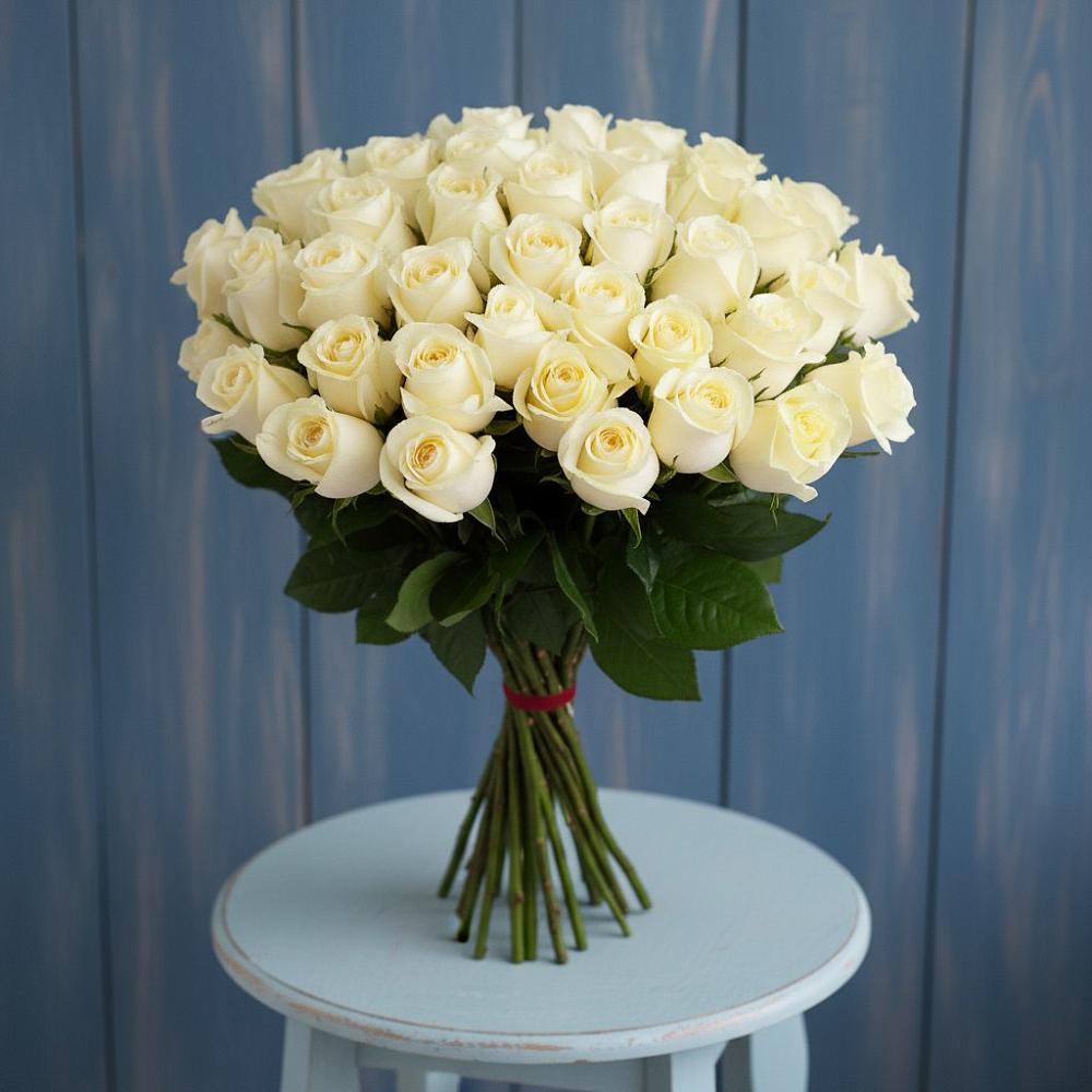 Букет 51 Белая роза Эдлесс Лав в Штурме