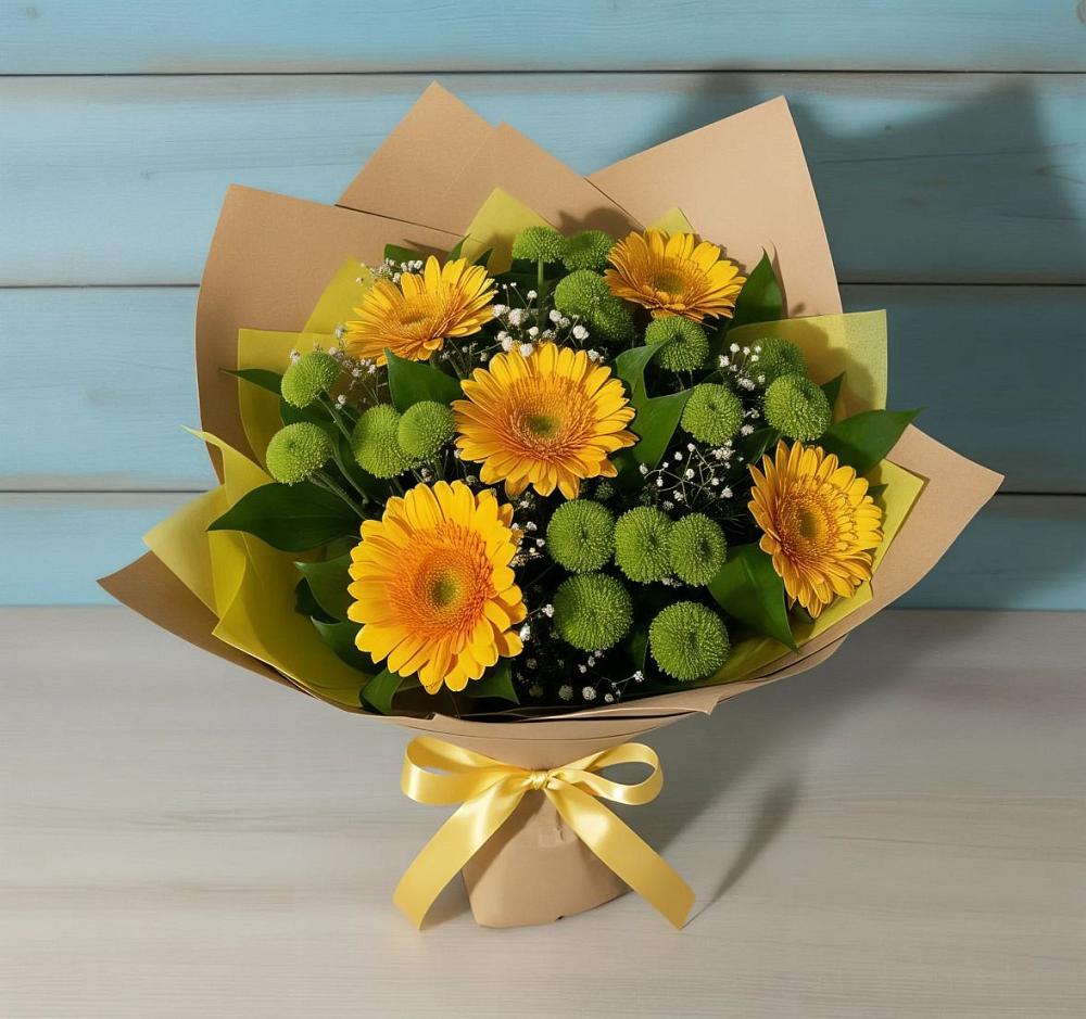 Букет цветов из: Герберы и Хризантемы в Штурме