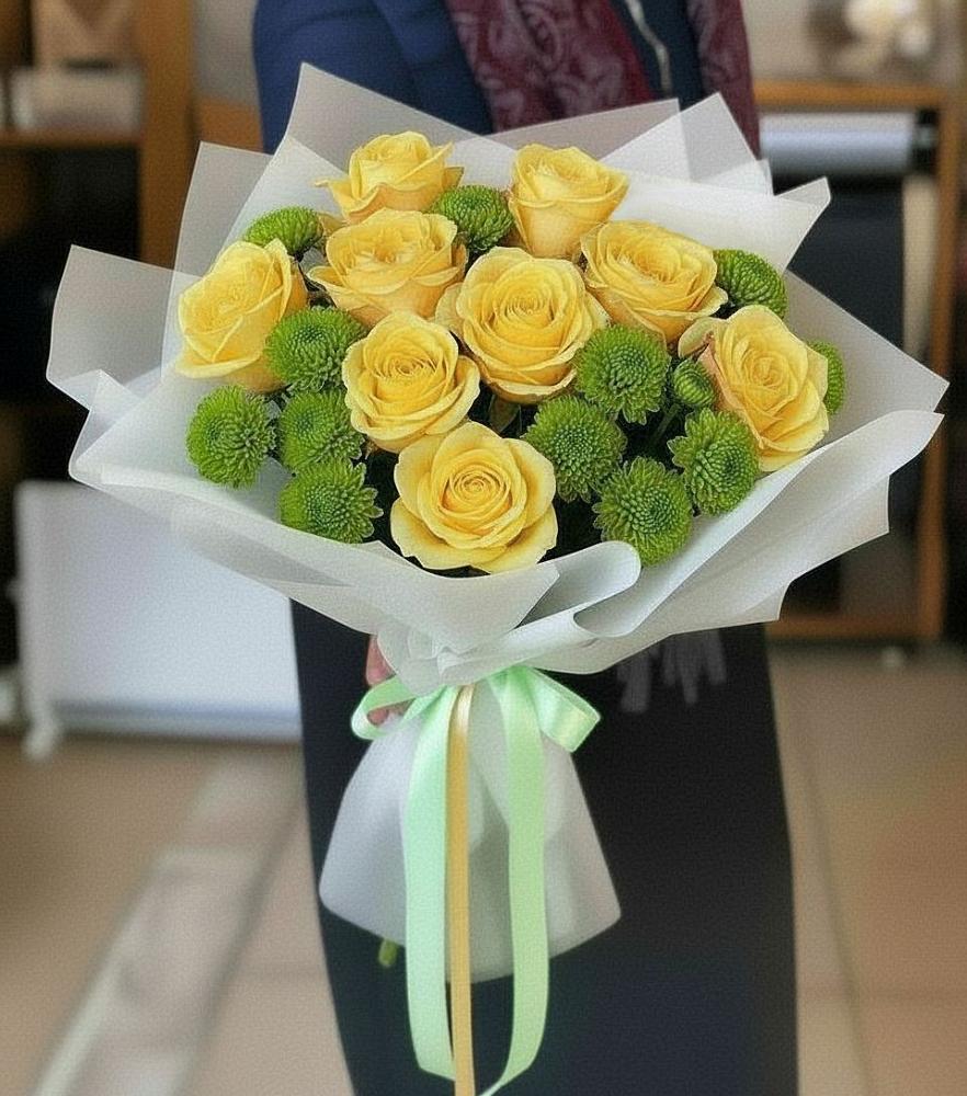 Букет цветов из: Хризантемы и Розы в Штурме