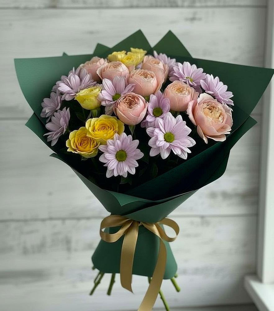 Букет цветов из: Хризантемы и Розы в Штурме