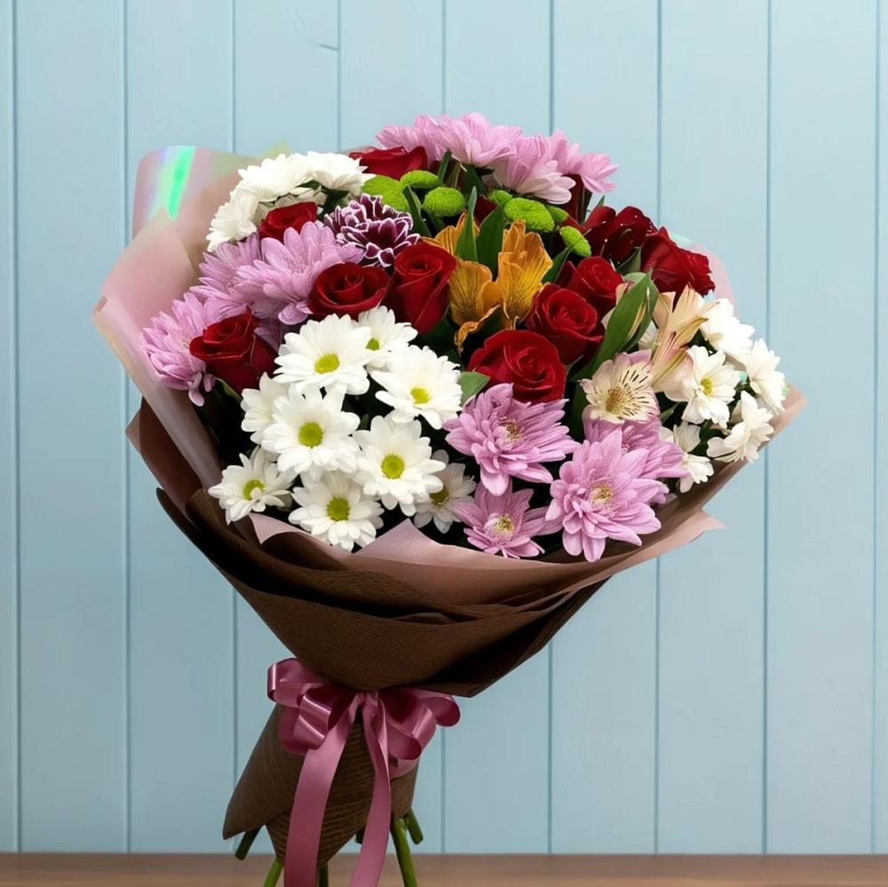Букет цветов из: Розы, Хризантемы и Альстромерии в Штурме